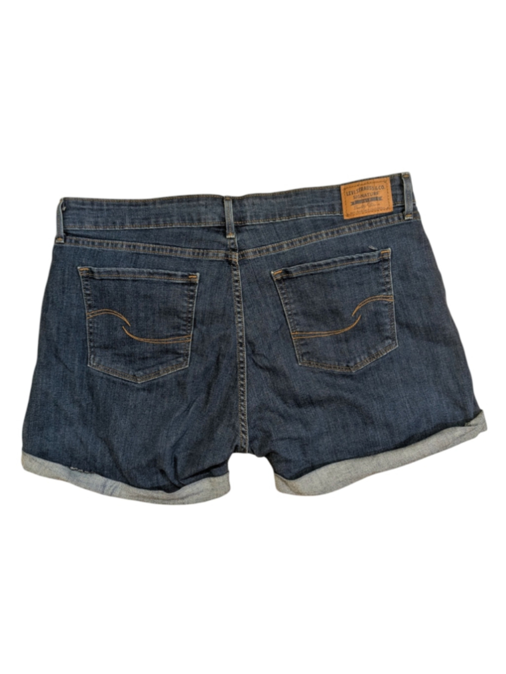 Levi Strauss Signature Blue Mid Rise Jean Shorts Size 14 - Picture 2 of 9